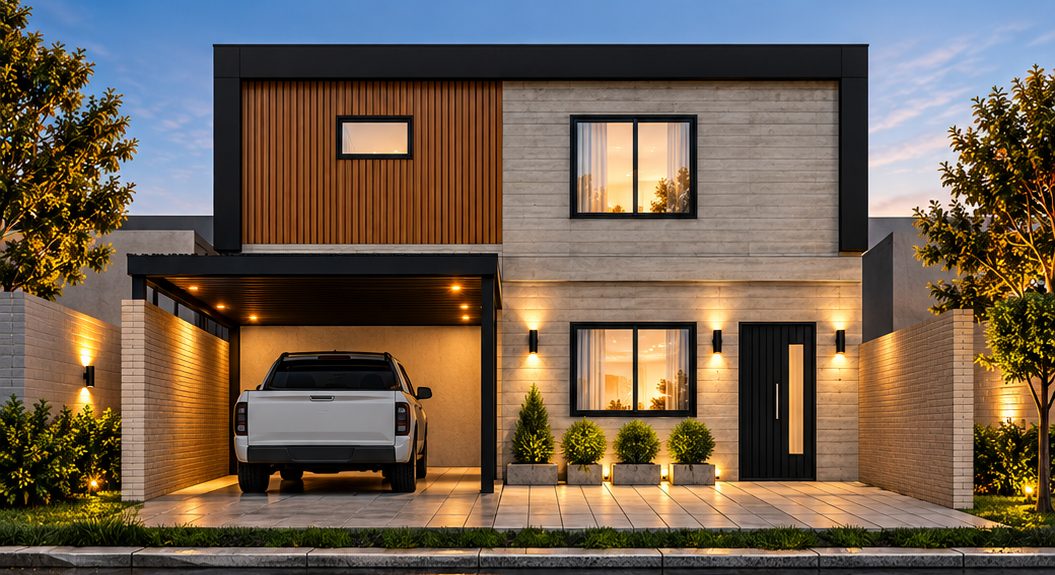 Render de vivienda de dos plantas diseñada por Emilse Diseños