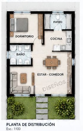Ejemplo de plano de distribución amueblado